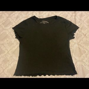 black ruffled crop top